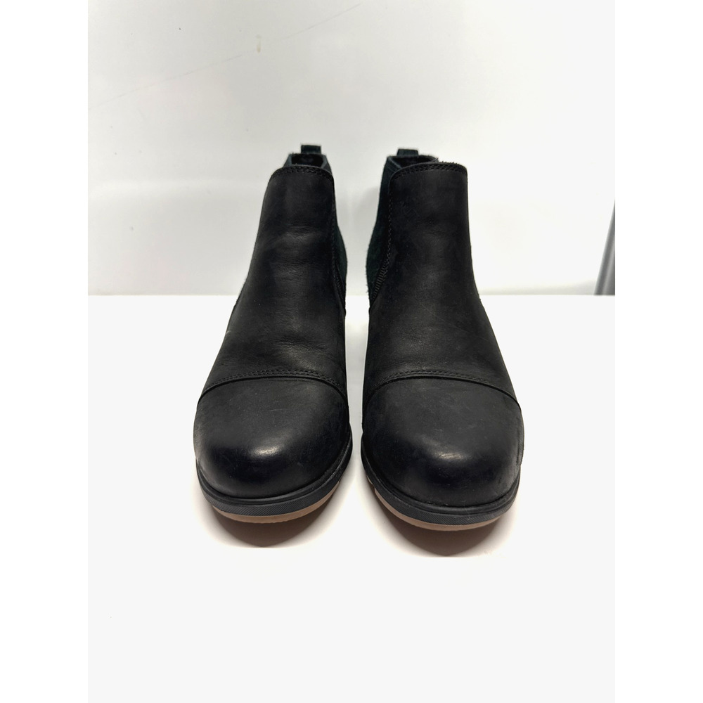 SOREL Women's Size 6 Evie Boot Black Suede Leather Wedge Ankle Boot
